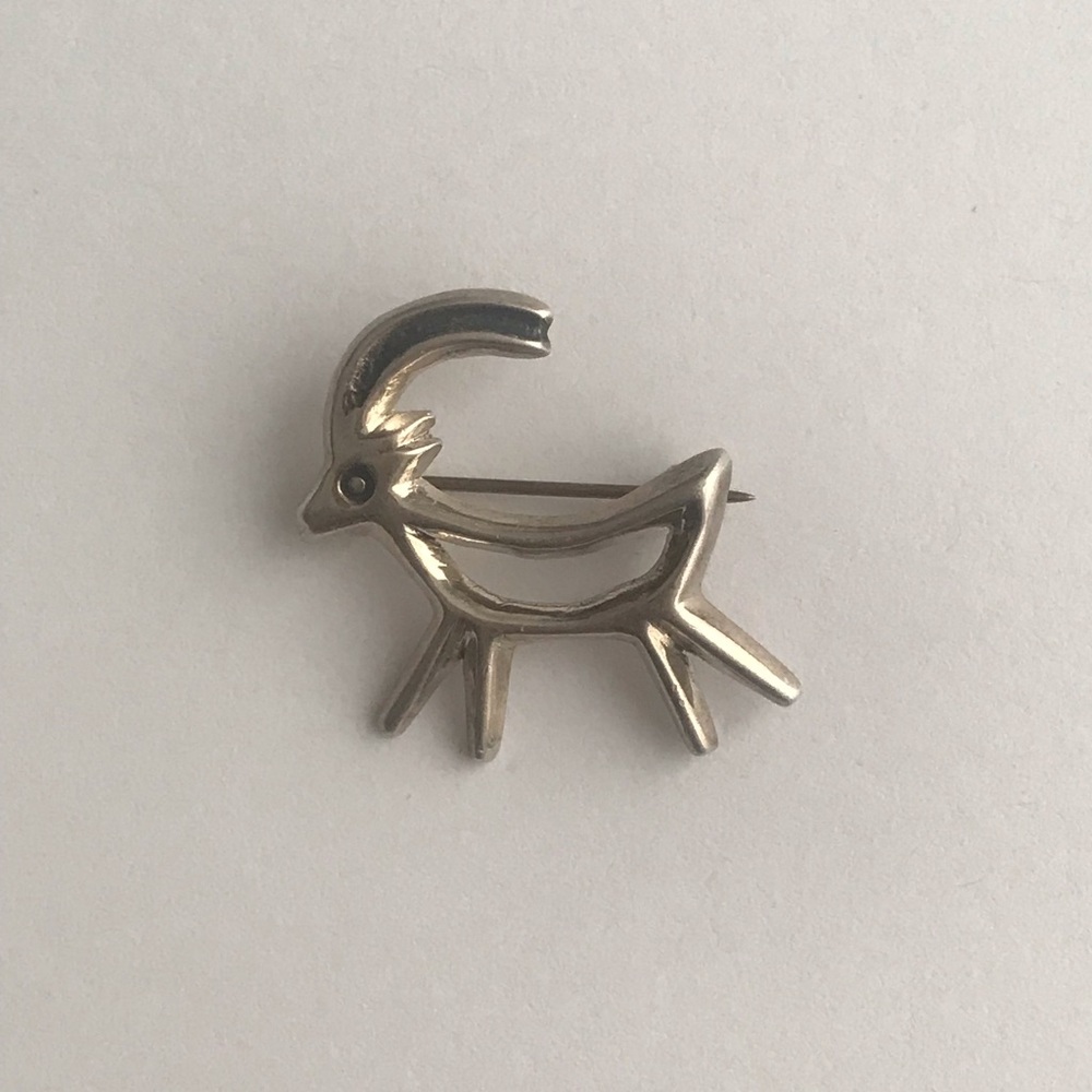 Vintage Sterling Goat Pin
